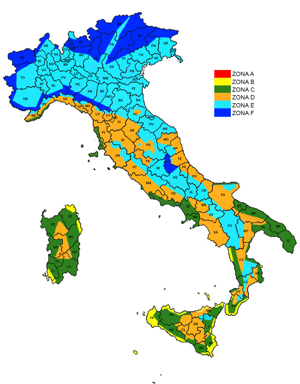 Zone climatiche in Italia